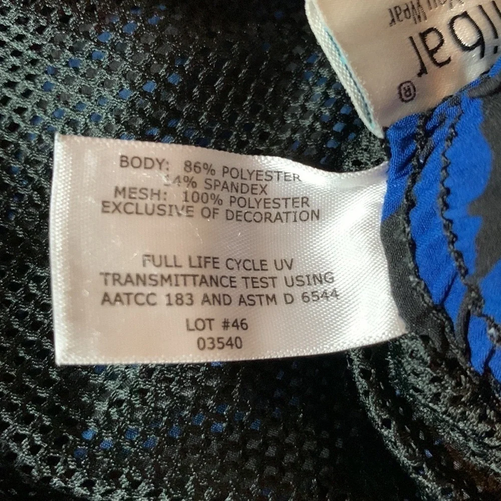 Coolibar Island swim trunks Blue and black print Size XXL UPF 50+